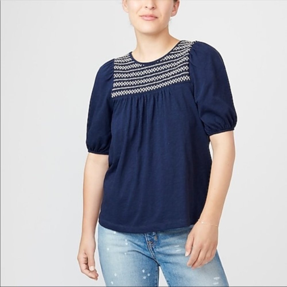 J.Crew puff-sleeve shirt w/ smocked yoke